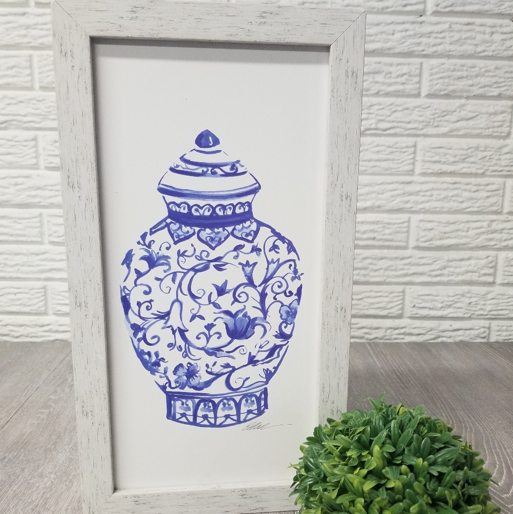 🌟3/$15 Blue Ginger Jar Framed Wall Art